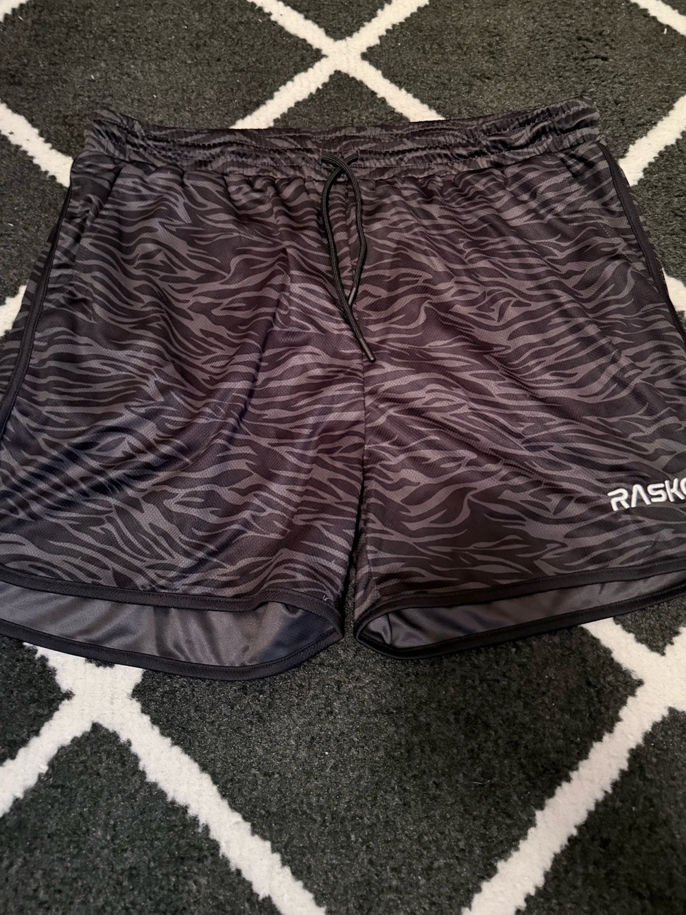 Raskol Men’s Athletic Shorts — Black Zebra Print